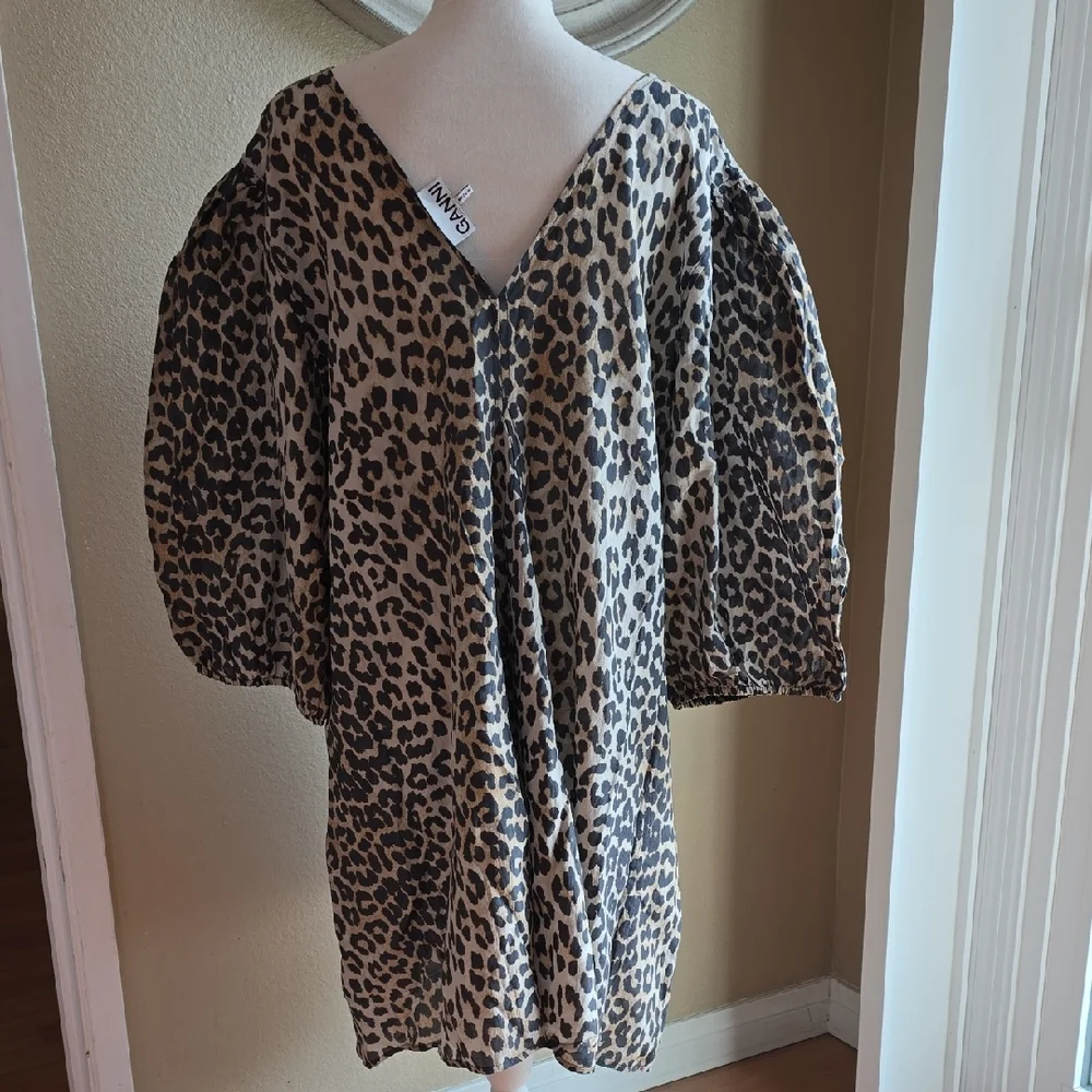 Ganni Animal Print V-Neck Dress - Picture 4 of 9